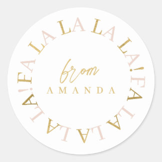 Sticker Rond Pink Gold Fa Noël La La ID1009