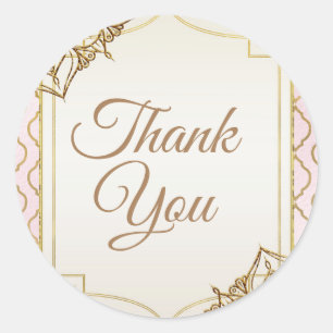 Sticker Rond Pink & Gold Marocaine des nuits arabes Mariage Fav
