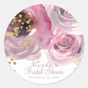 Sticker Rond Pink & Gold Moderne Florale Mariage fête d'anniver