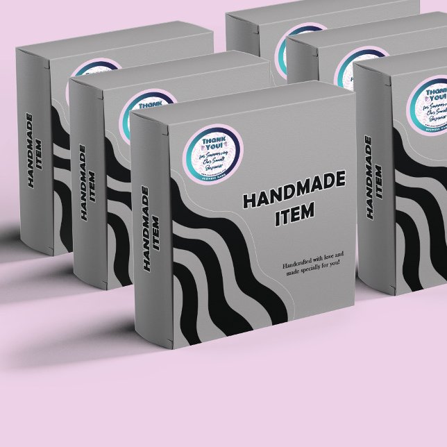 Sticker Rond Pink Heart Botanical Merci Gradient Packaging (Créateur téléchargé)