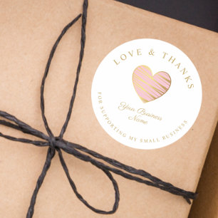 Sticker Rond Pink Heart Love & Merci Soutien aux petites entrep