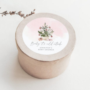 Sticker Rond Pink hiver Baby son froid en dehors du baby shower