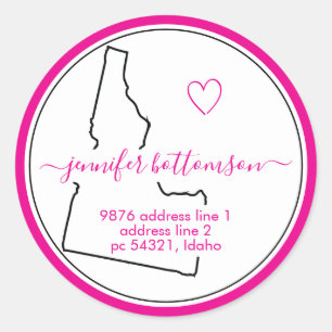 Sticker Rond Pink Idaho accueil retour carte adresse Signature