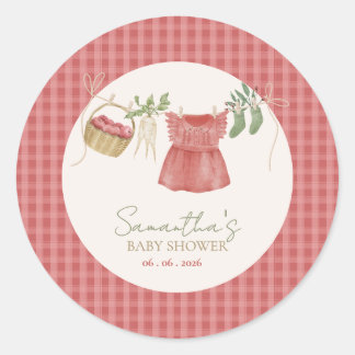 Sticker Rond Pink Locally Grown Farmer's Market Baby Shower