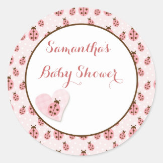 Sticker Rond Pink Love Bug, Baby Girl