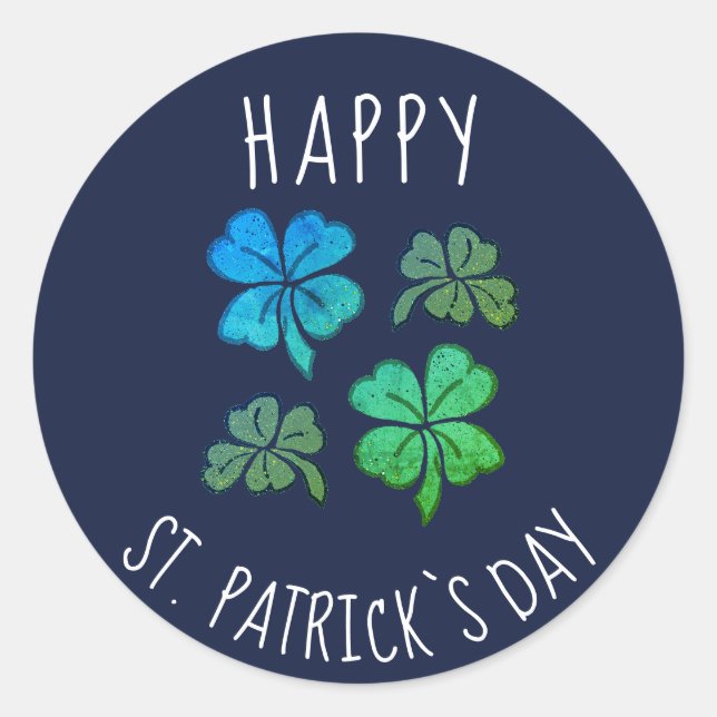 Sticker Rond Pink Lucky Shamrock Clover Joyeux St. Patrick's da (Devant)