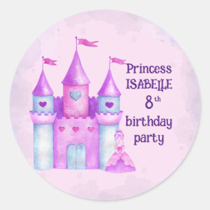 Sticker Rond Pink Magic Fairytale Castle Princess Party