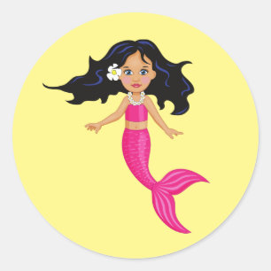 Sticker Rond Pink Mermaid