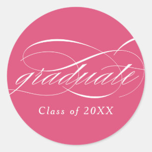 Sticker Rond Pink Modern Élégant Script Graduation