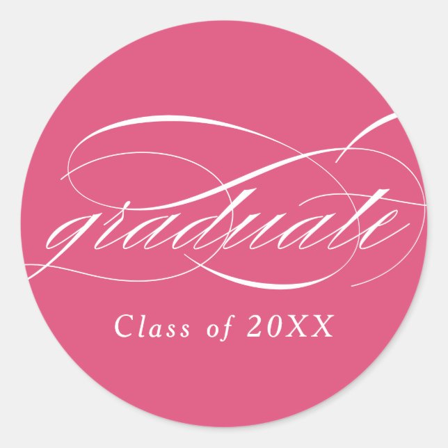 Sticker Rond Pink Modern Élégant Script Graduation (Devant)