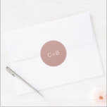 Sticker Rond Pink Monogram Modern Wedding<br><div class="desc">Minimalist and modern design.</div>