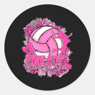 Sticker Rond Pink Out Bump Set Spike Volleybyll Cancer du sein