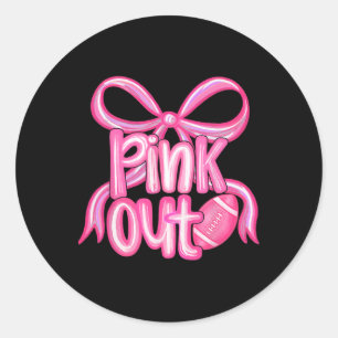 Sticker Rond Pink Out Football Bow Preppy Sensibilisation au ca