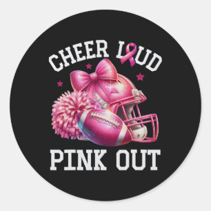 Sticker Rond Pink Out Football Pink Ribbon Cheval Cancer du Sei