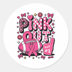 Sticker Rond Pink Out Footbyll Jeu Cheval Cancer du sein Prix