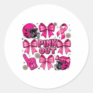 Sticker Rond Pink Out Fundy Footbyll Cancer du sein de sensibil