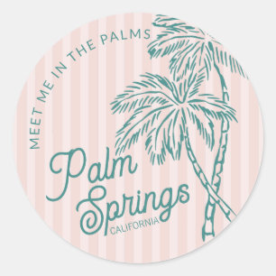Sticker Rond Pink Palm Spring Pastel Beach Party Enveloppe Favo