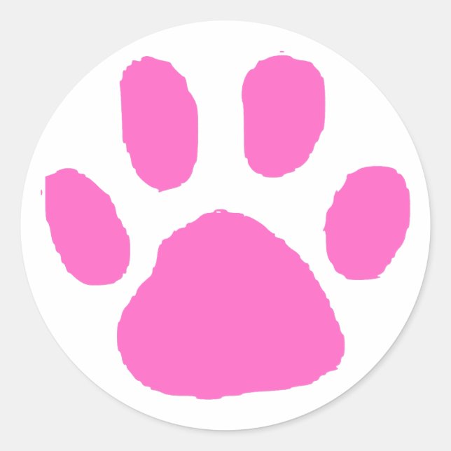 Sticker Rond Pink Pawprint (Paw Print) Design (Devant)