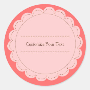 Sticker Rond Pink & Peach Round Scallop Minimaliste classique
