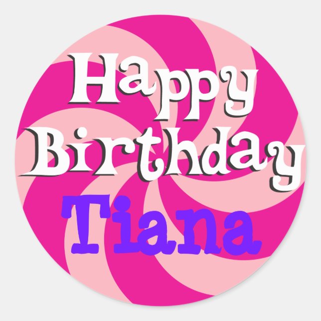 Sticker Rond Pink Pinwheel Girly Badge d'anniversaire (Devant)