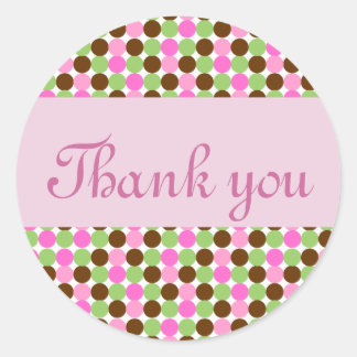 Sticker Rond Pink Polka dot merci enveloppes scellés