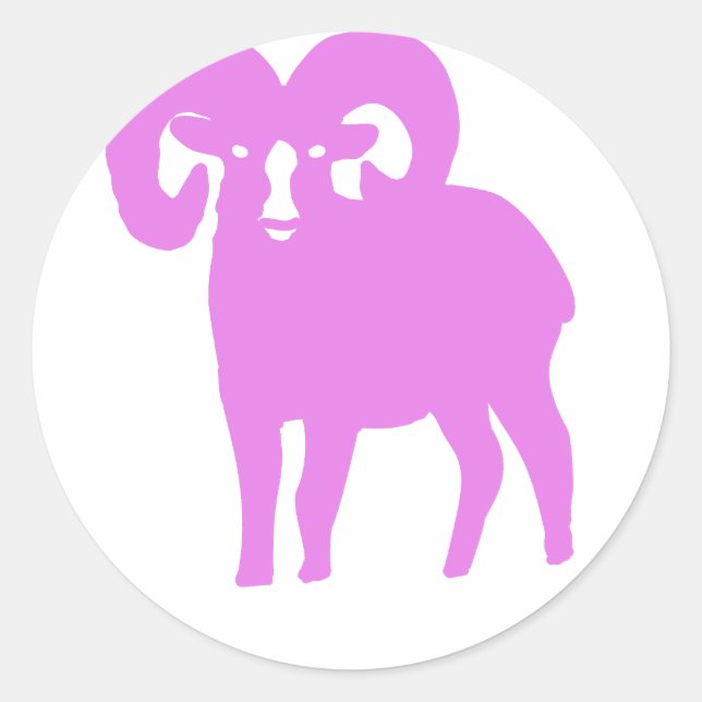 Sticker Rond Pink Ram Silhouette (Devant)