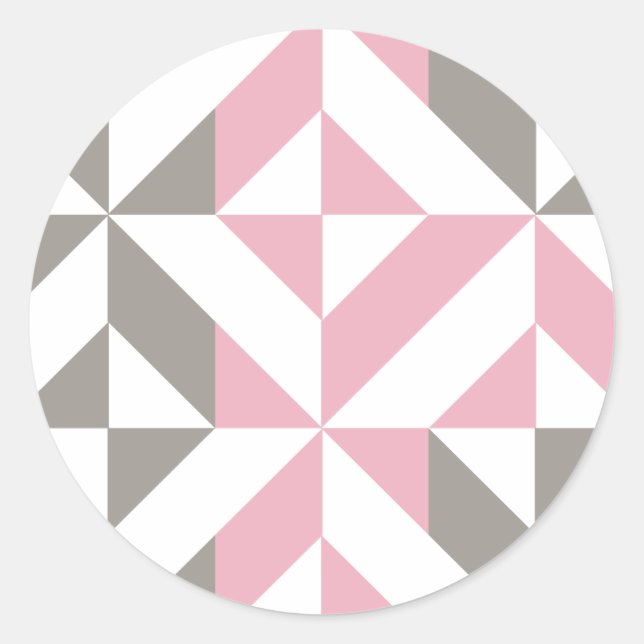 Sticker Rond Pink Raspberry and Silver Geometric ZigZag (Devant)