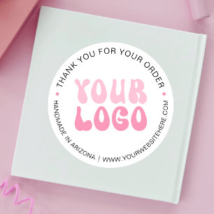 Sticker Rond Pink Retro Font Entreprise Logo Entreprise
