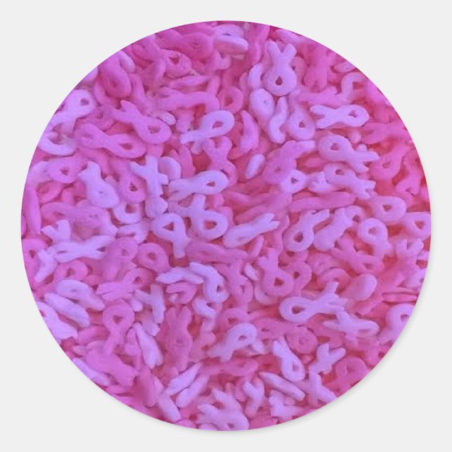 Sticker Rond Pink Ribbon cancer du sein sprinks (Devant)