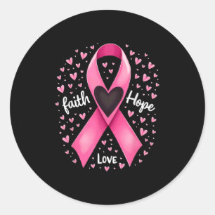 Sticker Rond Pink Ribbon Christian Faith Hope Love Breast Cance