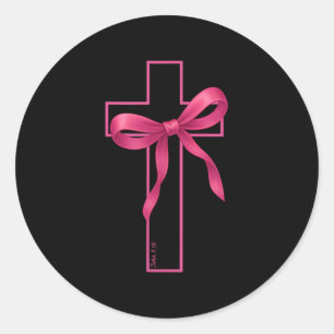 Sticker Rond Pink Ribbon Cross Cancer du sein Sensibilisation C