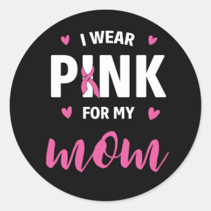 Sticker Rond Pink Ribbon Fighter Survivant Maman Cancer du sein