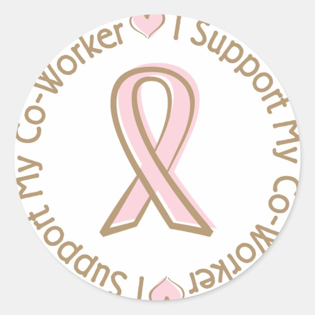 Sticker Rond Pink Ribbon Soutien pour le cancer du sein Co Work (Devant)