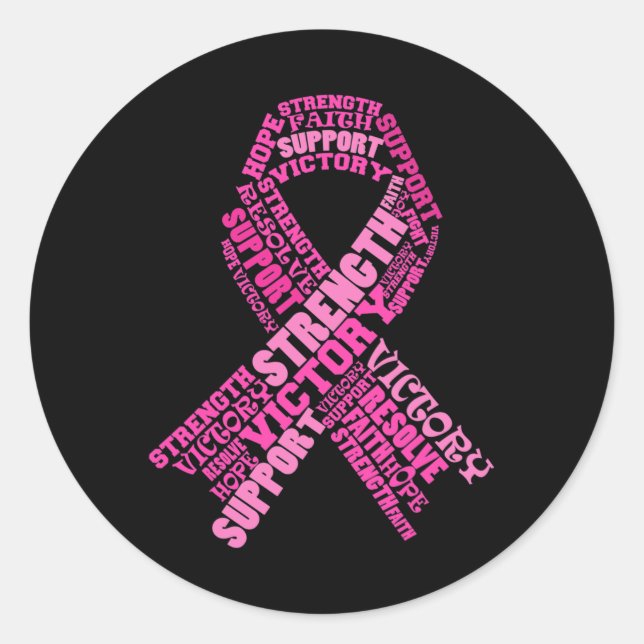 Sticker Rond Pink Ribbon Support Mois de sensibilisation au can (Devant)