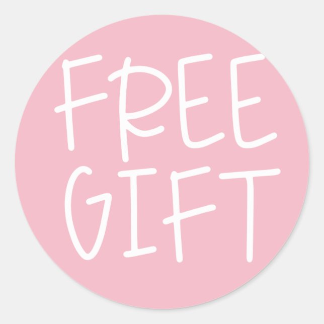 Sticker Rond Pink script gratuit échantillon cadeau gratuit Sti (Devant)