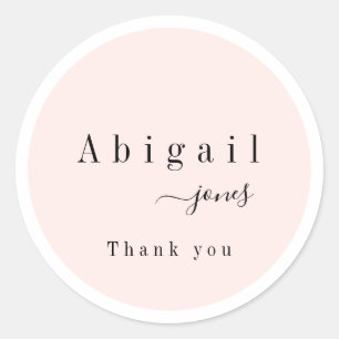 Sticker Rond Pink Simple Script Modern Luxe Merci