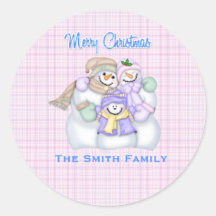Pink Snowman Famille Custom Noël