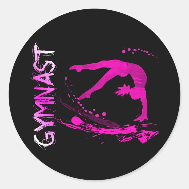 Sticker Rond Pink Splash Gymnast Shirts Bouton Sacs, etc. (Devant)