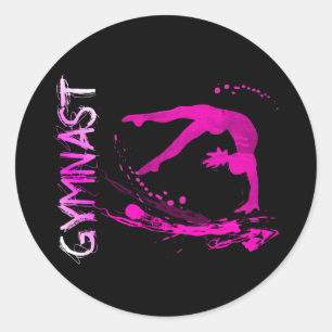 Sticker Rond Pink Splash Gymnast Shirts Bouton Sacs, etc.