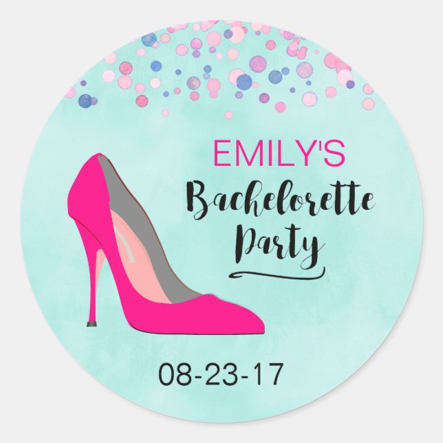 Sticker Rond Pink Stiletto Heel Bachelorette (Devant)