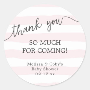 Sticker Rond Pink Stripes baby shower merci pour