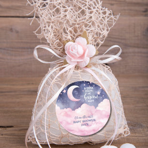 Sticker Rond Pink Un Petit Morceau Du Ciel Envoyé Baby shower