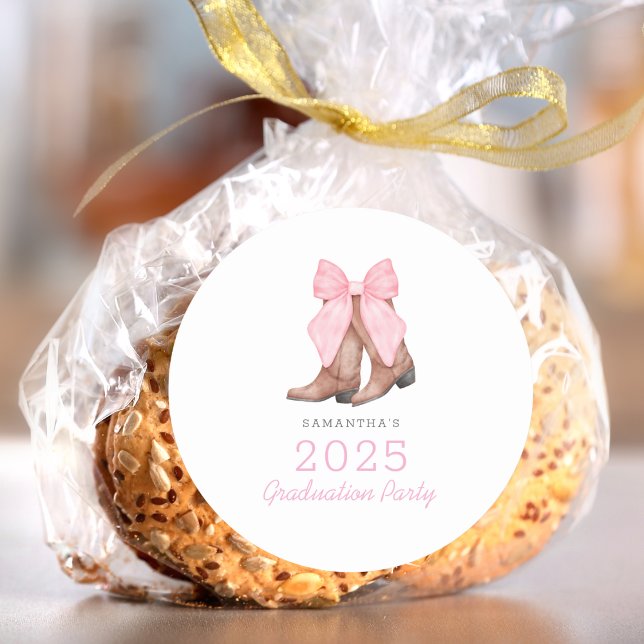 Sticker Rond Pink Western 2025 Graduation (Créateur téléchargé)