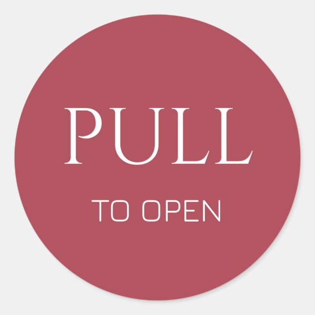 Sticker Rond Pink  White Pull to Open Door Sign (Devant)