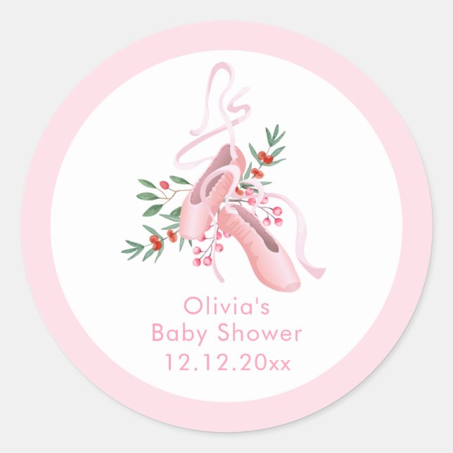 Sticker Rond Pink Winter Ballerina Tutu Cold Baby Shower  (Devant)