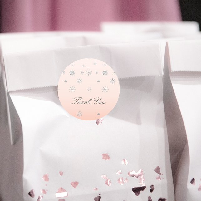 Sticker Rond Pink Winter Wonderland Snowflake Baby Merci (Créateur téléchargé)