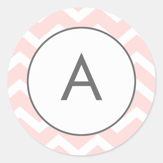 Sticker Rond Pink Zig Zag Chevron Motif Monogramme (Devant)