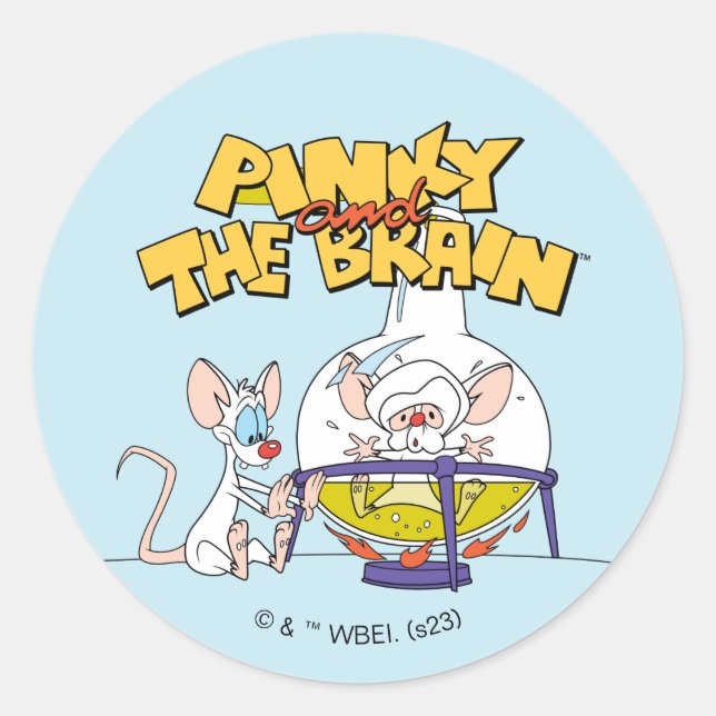 Sticker Rond Pinky et le cerveau | Laboratoire (Devant)