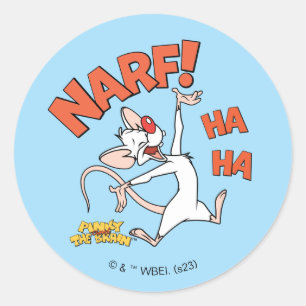 Sticker Rond Pinky et le cerveau   Pinky "Narf !"