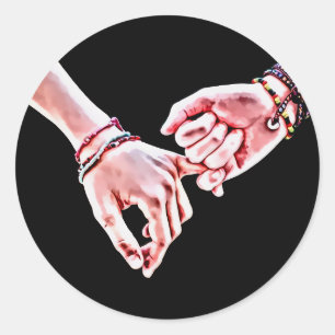 Sticker Rond Pinky Swear Lovers mains Peinture numérique